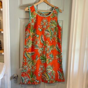 Tropical M Floral Reversible Orange White Organic Cotton 100% Sleeveless Dress